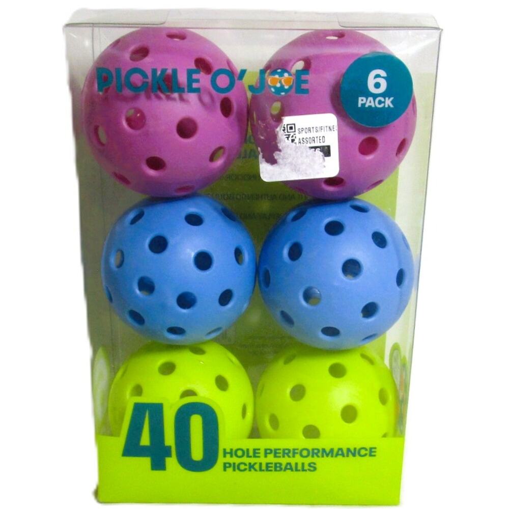 Pickle O’ Joe Performance Pickleballs 6‑Pack 40 Hole Durable Indoor Outdoor